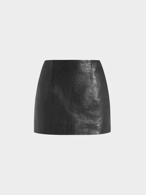 Black Faux Leather Mini Skirt